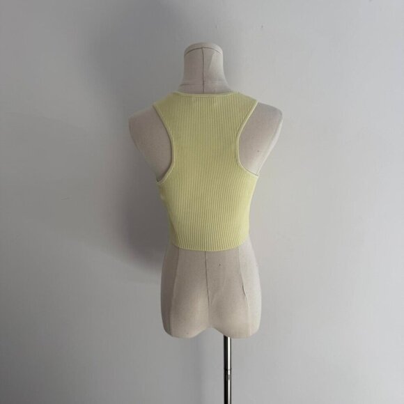 Babaton Sculpt Knit Racer Cropped Tank | Pale Yellow | Women’s Size Small - Picture 2 of 4
